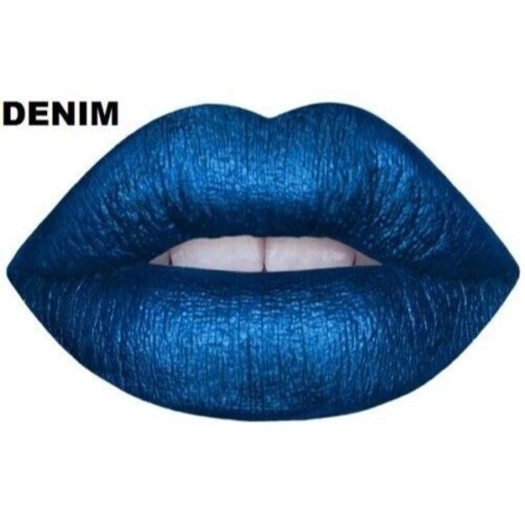 2X Lime Crime Perlees Matte Pearl Lipstick Denim Metallic Blue NEW Set Box - Picture 2 of 6